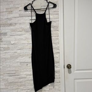 Express Black Asymmetrical Spaghetti Strap Dress